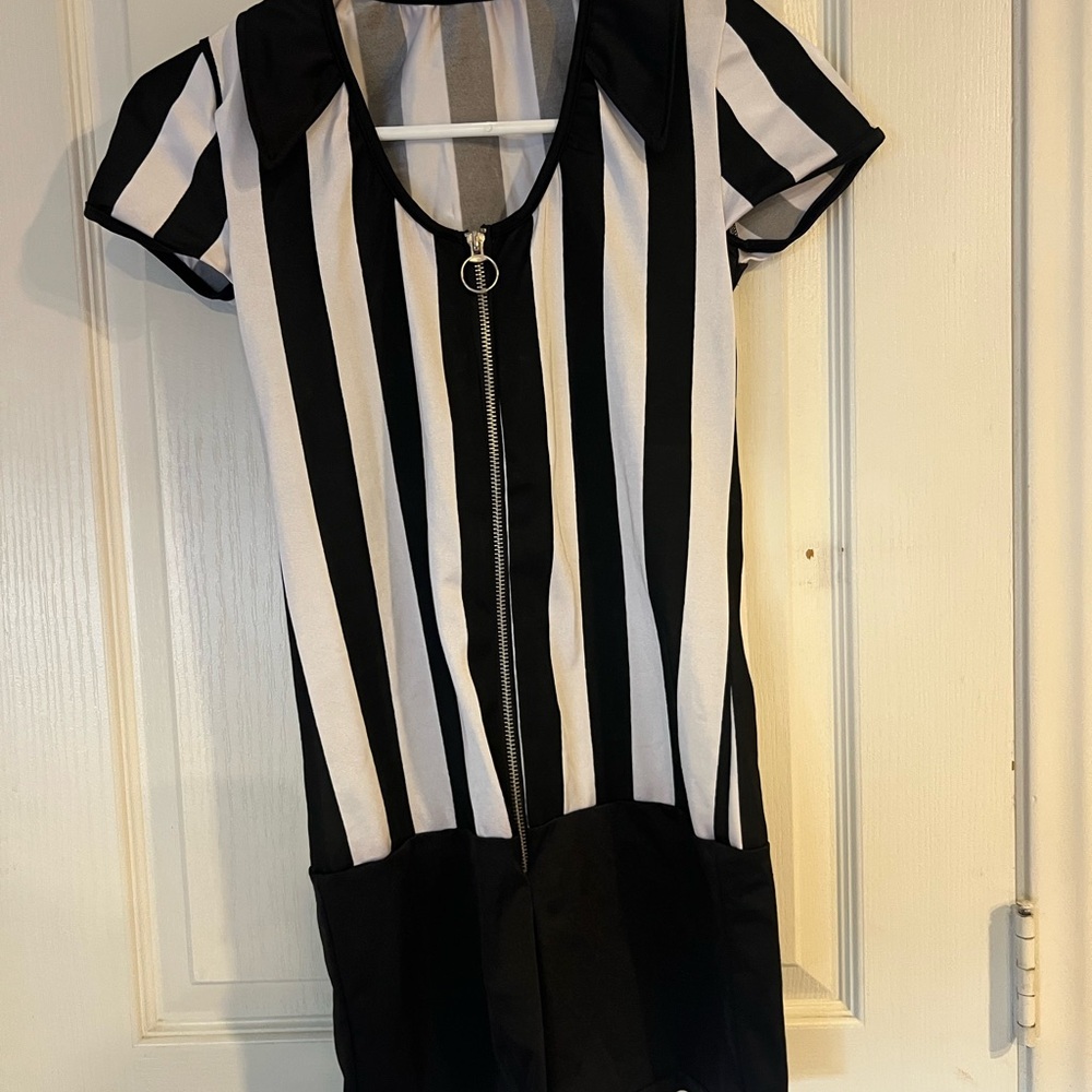 Black and White Striped Jumpsuit